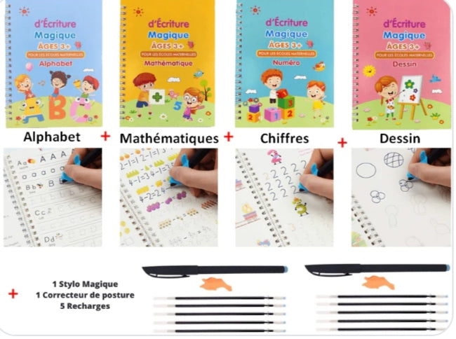 PlumeMagique™: Le cahier d'apprentissage réutilisable qui aide votre enfant à développer une belle écriture tout en s'amusant.