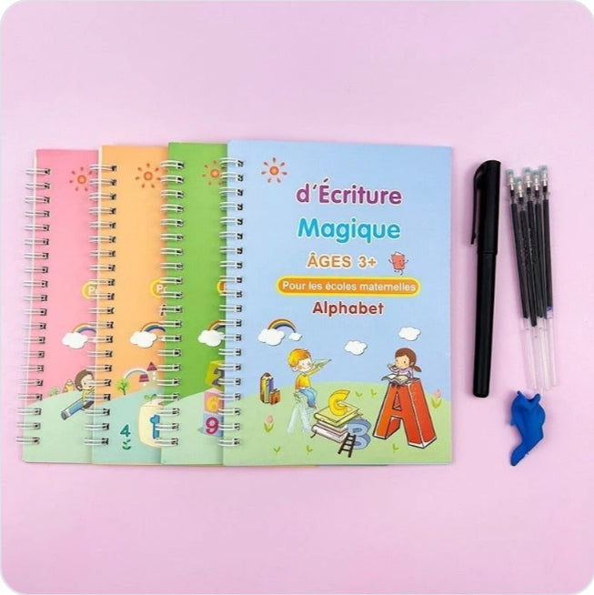 PlumeMagique™: Le cahier d'apprentissage réutilisable qui aide votre enfant à développer une belle écriture tout en s'amusant.