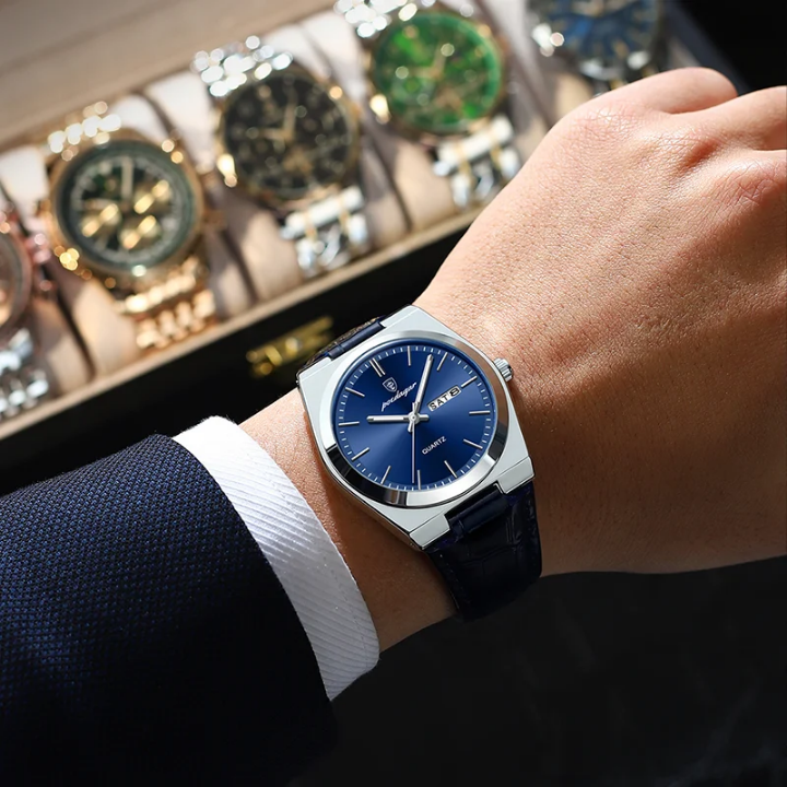 MONTRE POEDAGAR AVEC BRACELET EN CUIR L'Élégance Intemporelle des Hommes qui Ont du Goût (Copie)