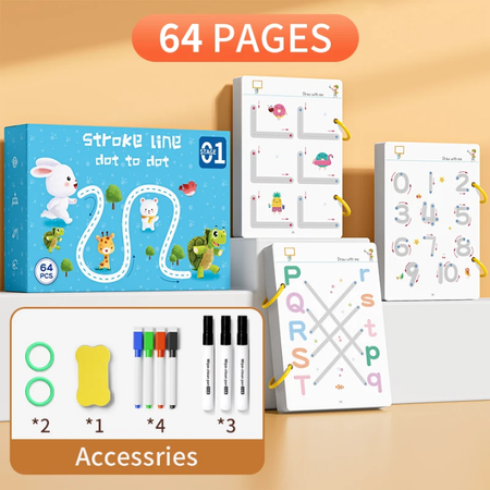 Le Kit d'Éveil Intellectuel 4 en 1 (Alphabet • Mathématiques • Dessin • Logique) qui Accompagne Votre Enfant vers un Apprentissage Plus Facile et Plus Ludique !