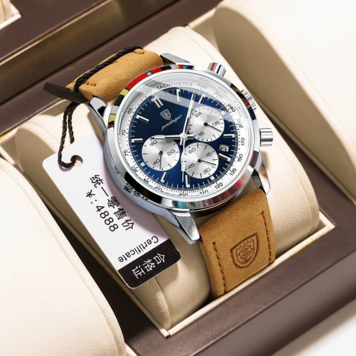 MONTRE POEDAGAR À BRACELET EN CUIR Le Charme Discret d'une Montre Conçue Pour les Hommes Élégants