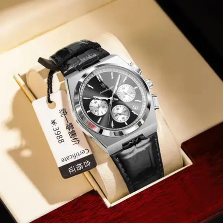 Montre Poedagar avec Bracelet en cuir premium, mouvement quartz précis, résistante à l'eau.