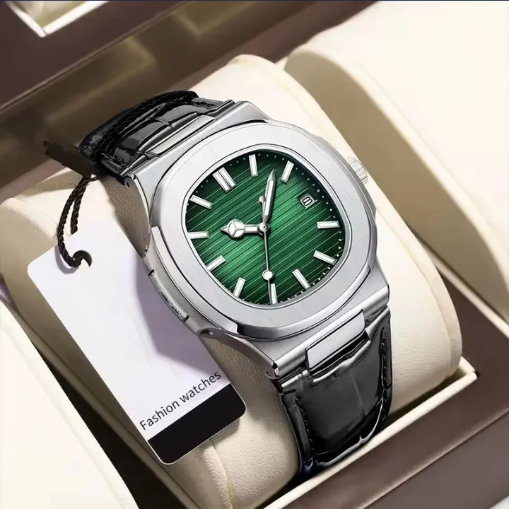 Montre Poedagar avec Bracelet en cuir premium, mouvement quartz précis, résistante à l'eau.