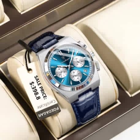 Montre Poedagar avec Bracelet en cuir premium, mouvement quartz précis, résistante à l'eau.