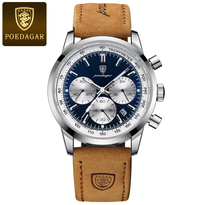 MONTRE POEDAGAR À BRACELET EN CUIR Le Charme Discret d'une Montre Conçue Pour les Hommes Élégants