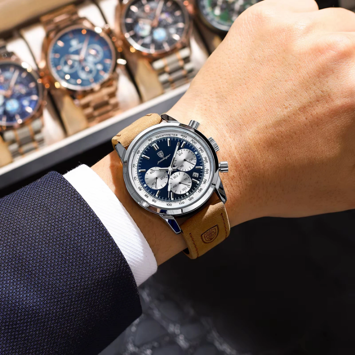 MONTRE POEDAGAR À BRACELET EN CUIR Le Charme Discret d'une Montre Conçue Pour les Hommes Élégants