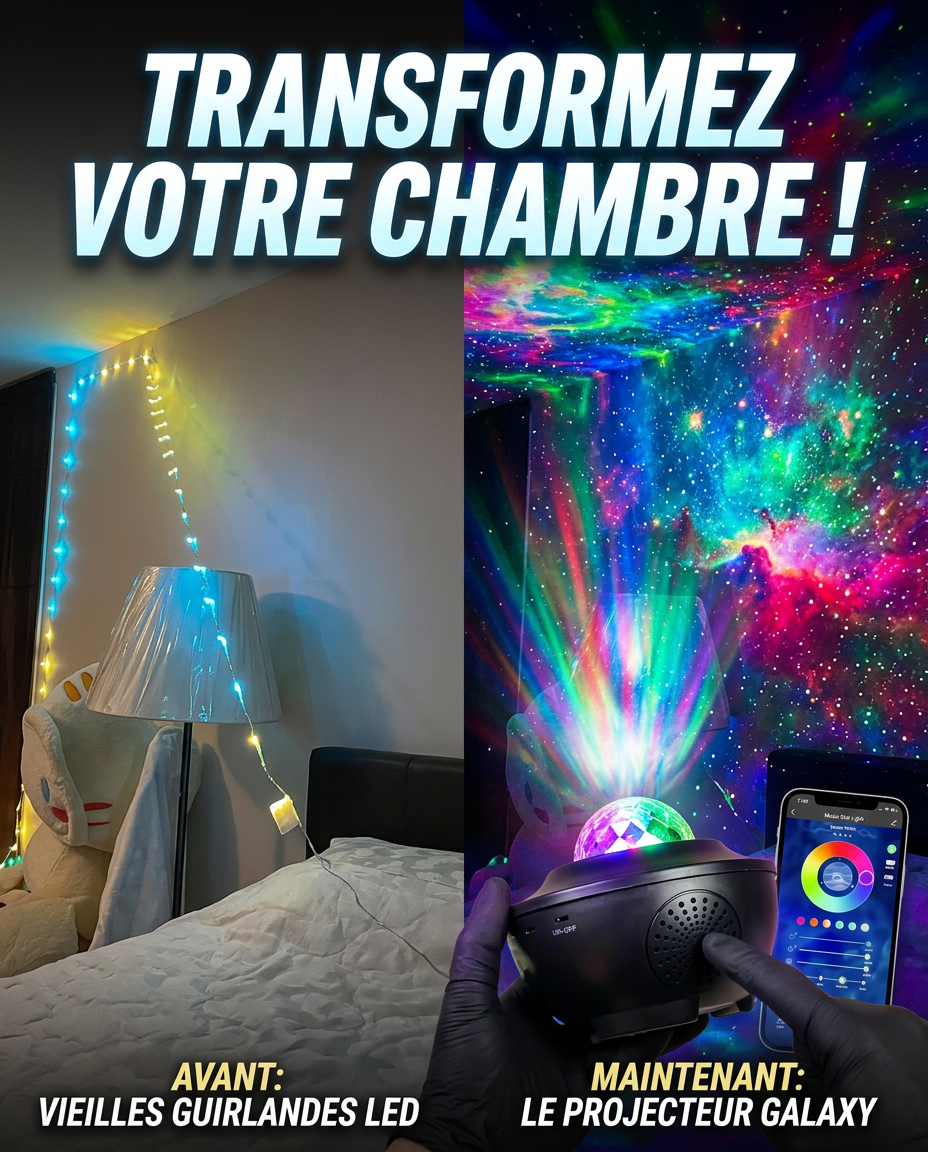 PROJECTEUR GALAXY BLUETOOTH CIEL ETOILE AVEC HAUT-PARLEUR INTÉGRÉ