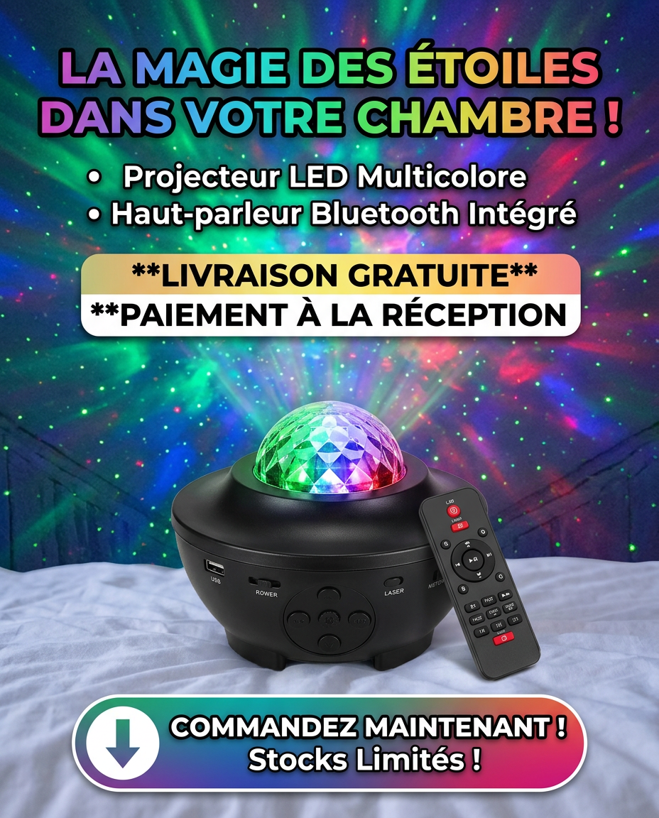 PROJECTEUR GALAXY BLUETOOTH CIEL ETOILE AVEC HAUT-PARLEUR INTÉGRÉ