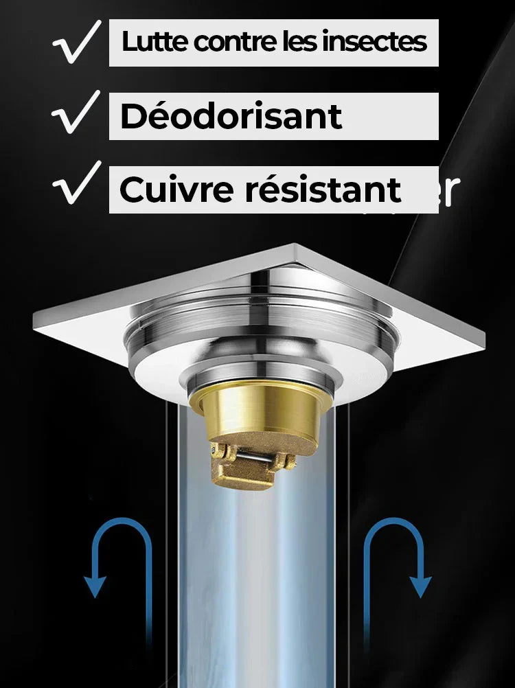 Siphon de Sol Anti-Odeur en Laiton – Protection 3-en-1 : Bloque Odeurs, Insectes et Remontées d’Eau