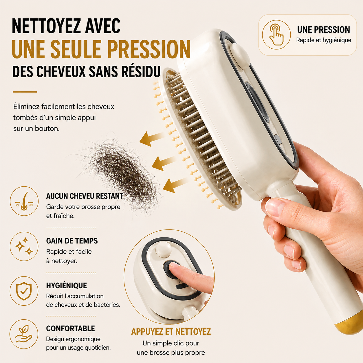 Fini les cheveux électriques et indomptables : une brosse qui hydrate, lisse et masse votre cuir chevelu en une seule étape.
