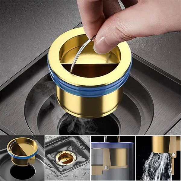 Siphon de Sol Anti-Odeur en Laiton – Protection 3-en-1 : Bloque Odeurs, Insectes et Remontées d’Eau