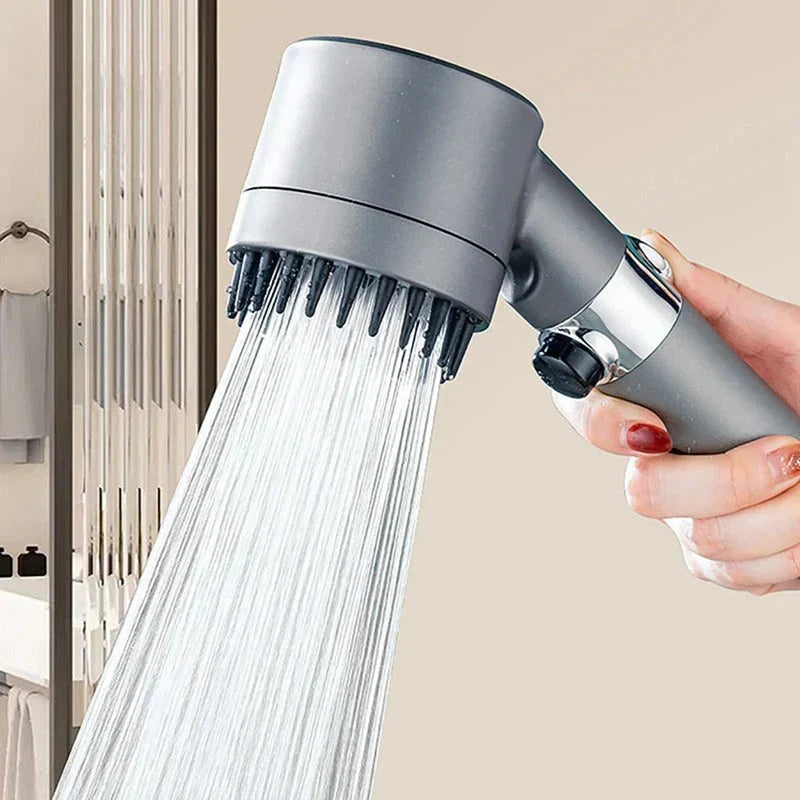 Pommeau de Douche Filtrant Haute Pression avec Flexible, Support Mural & Bouton Stop – Filtration Minérale Intégrée (SN)