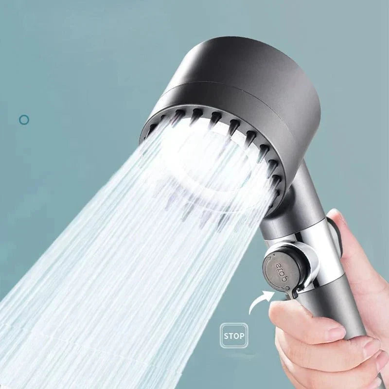 Pommeau de Douche Filtrant Haute Pression avec Flexible, Support Mural & Bouton Stop – Filtration Minérale Intégrée (SN)