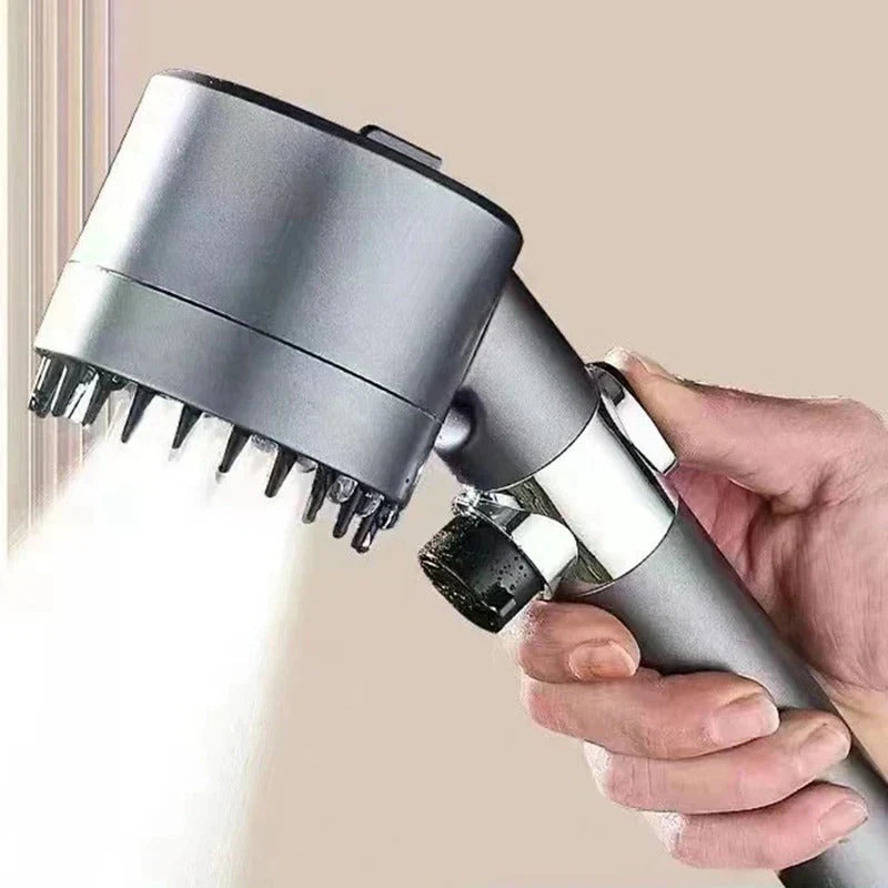 Pommeau de Douche Filtrant Haute Pression avec Flexible, Support Mural & Bouton Stop – Filtration Minérale Intégrée (SN)