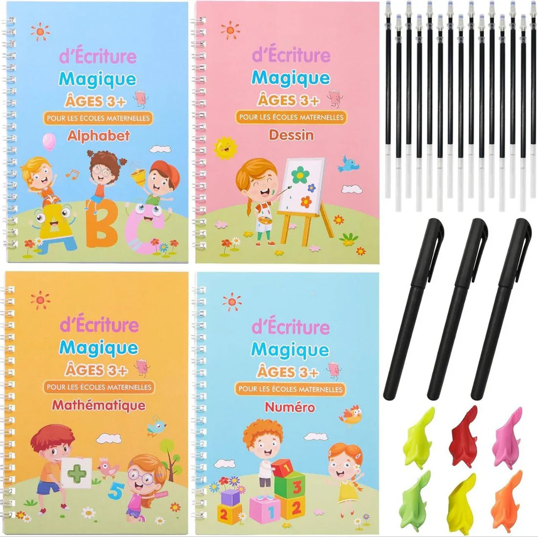 PlumeMagique™: Le cahier d'apprentissage réutilisable qui aide votre enfant à développer une belle écriture tout en s'amusant.